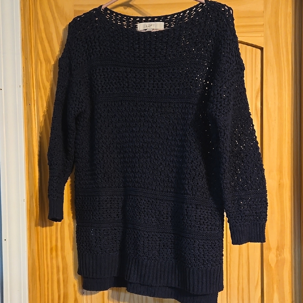 LOFT Navy Crew Neck Sweater
